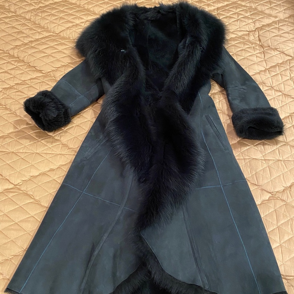 Maximilian shearling fur coat with hood